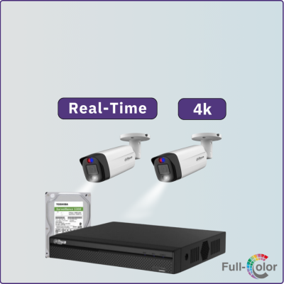 كاميرات مراقبة - 8 ميجابكسل 4K بلس+ TiOC تصوير ليلي ملون - كاميرات مراقبة 2 داخلية أو خارجية شاملة جهاز التسجيل و الذاكرة 1 تيرابايت