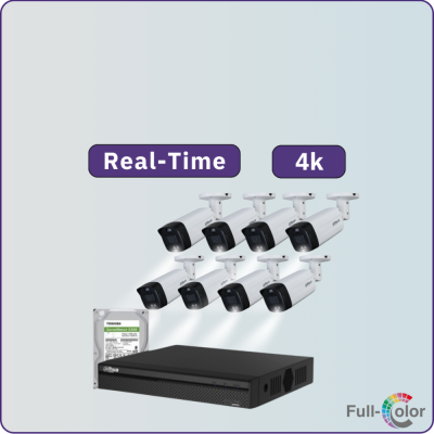 كاميرات مراقبة - 8 ميجابكسل 4K بلس+ TiOC تصوير ليلي ملون - كاميرات مراقبة 8 داخلية أو خارجية شاملة جهاز التسجيل و الذاكرة 1 تيرابايت