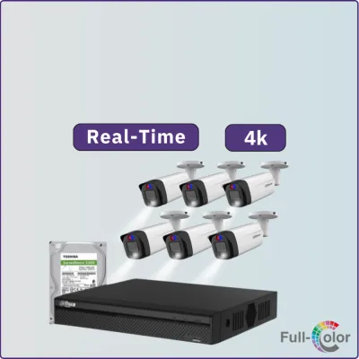 كاميرات مراقبة - 8 ميجابكسل 4K بلس+ TiOC تصوير ليلي ملون - كاميرات مراقبة 6 داخلية أو خارجية شاملة جهاز التسجيل و الذاكرة 1 تيرابايت