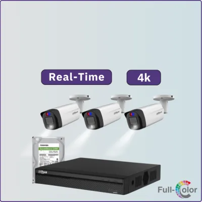 كاميرات مراقبة - 8 ميجابكسل 4K بلس+ TiOC تصوير ليلي ملون - كاميرات مراقبة 3 داخلية أو خارجية شاملة جهاز التسجيل و الذاكرة 1 تيرابايت
