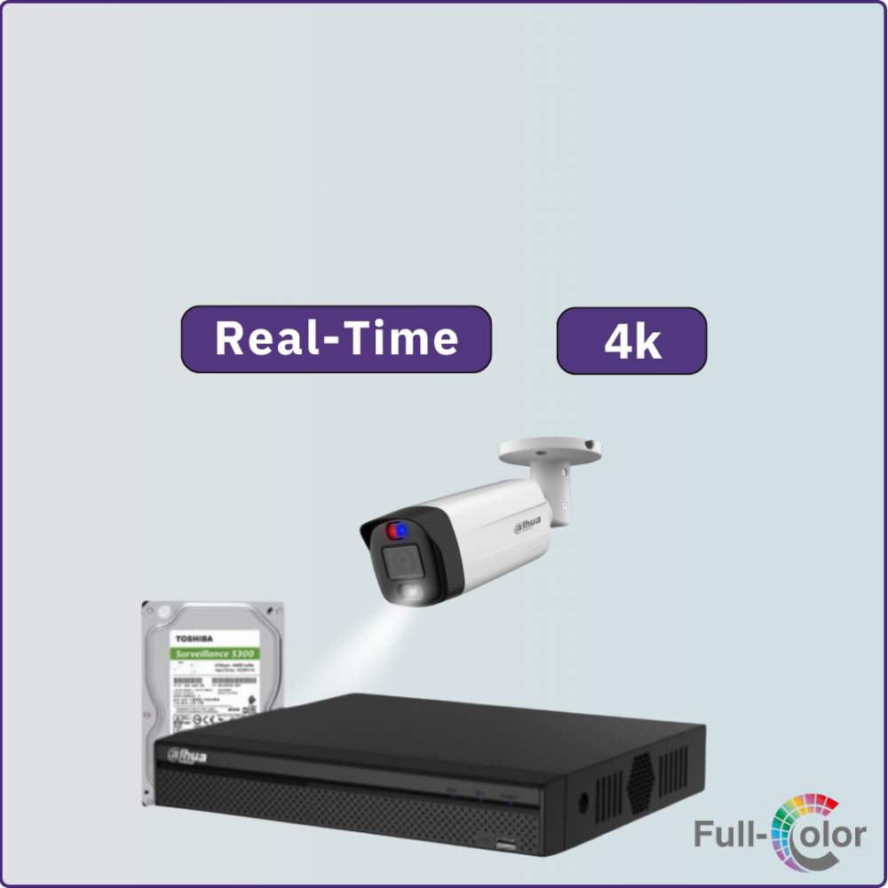 كاميرات مراقبة - 8 ميجابكسل 4K بلس+ TiOC تصوير ليلي ملون - كاميرات مراقبة 1 داخلية أو خارجية شاملة جهاز التسجيل و الذاكرة 1 تيرابايت